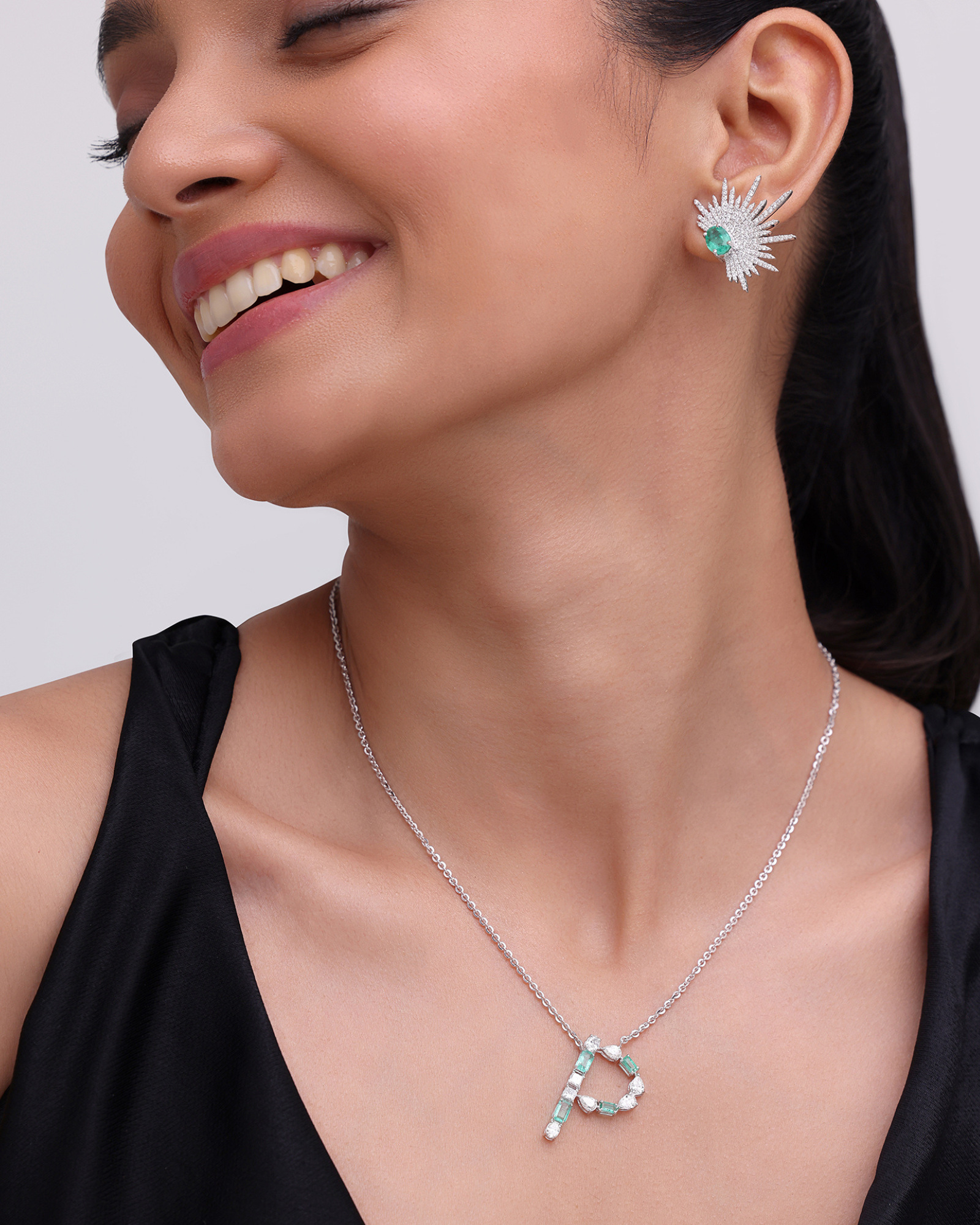 Emerald Initial Pendant