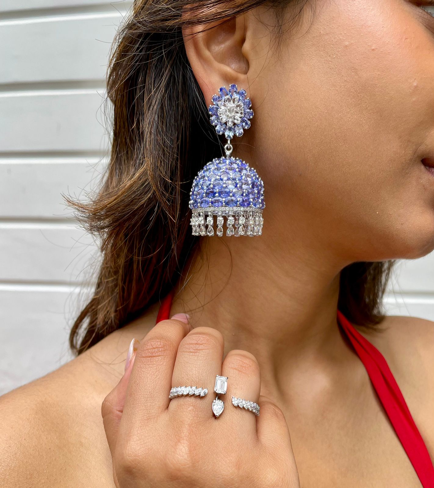 Tanzanite Swirl Jhumkas