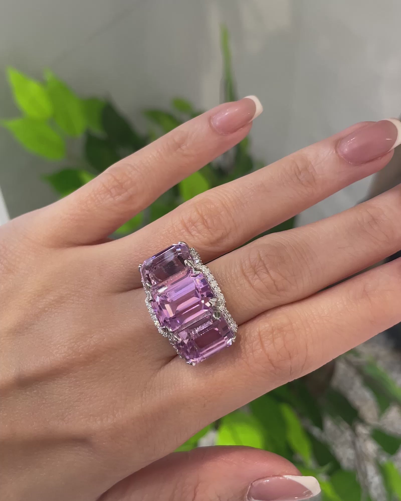 Crown Kunzite Ring