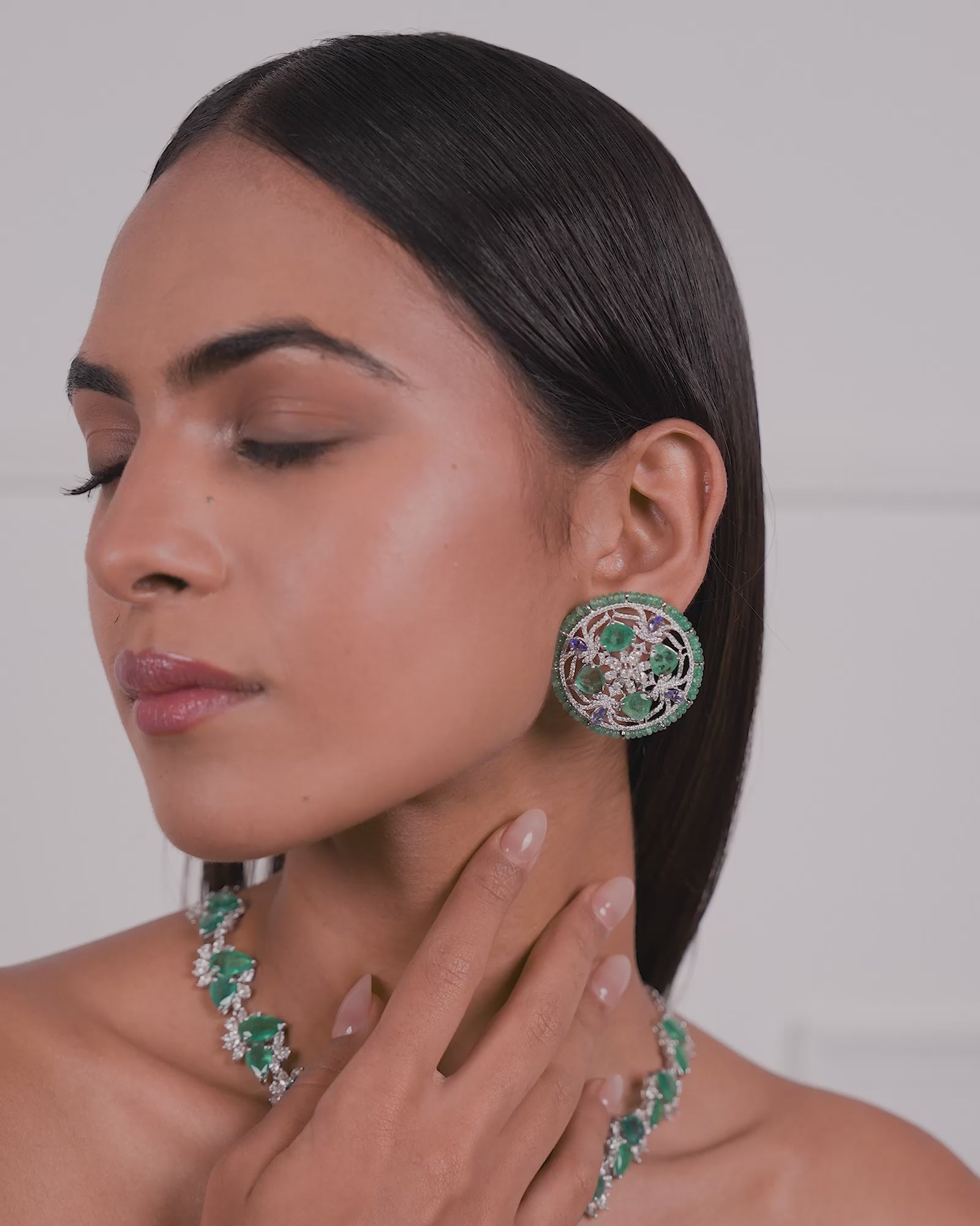 Emerald Snowflakes Earrings