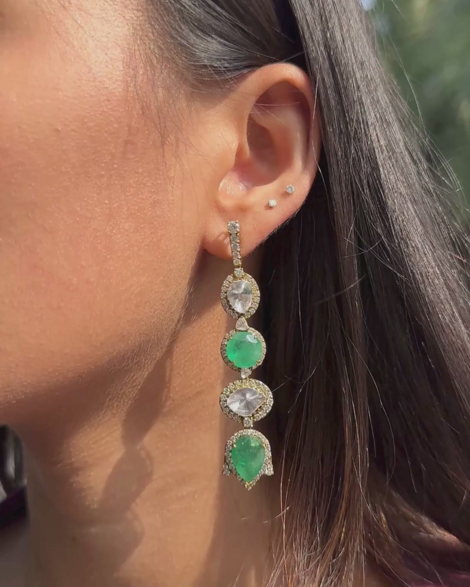 Bombay Raj Earrings (Emerald)