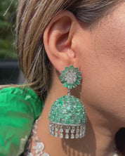 Emerald Swirl Diamond Jhumkas