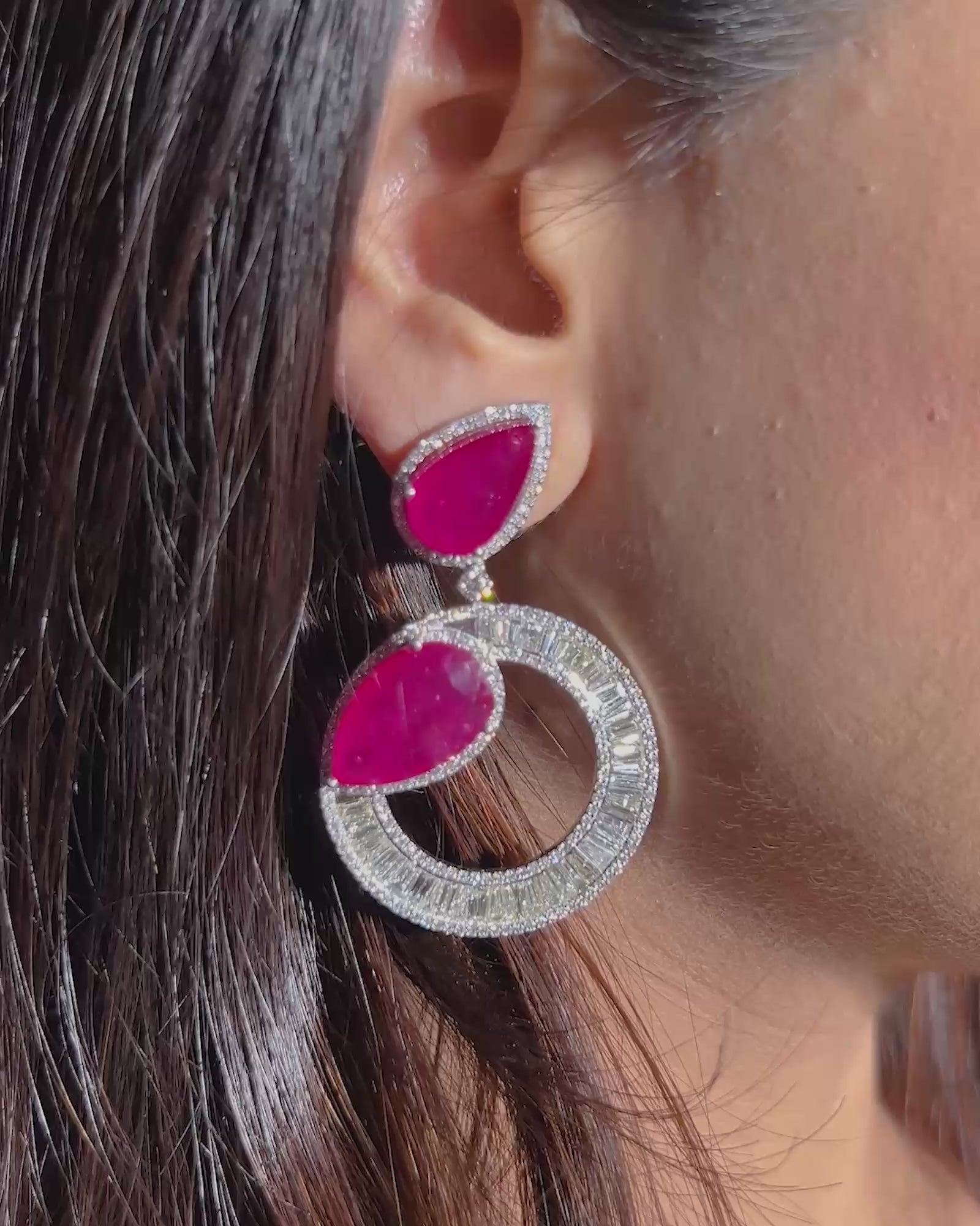 Ruby Halo Earrings