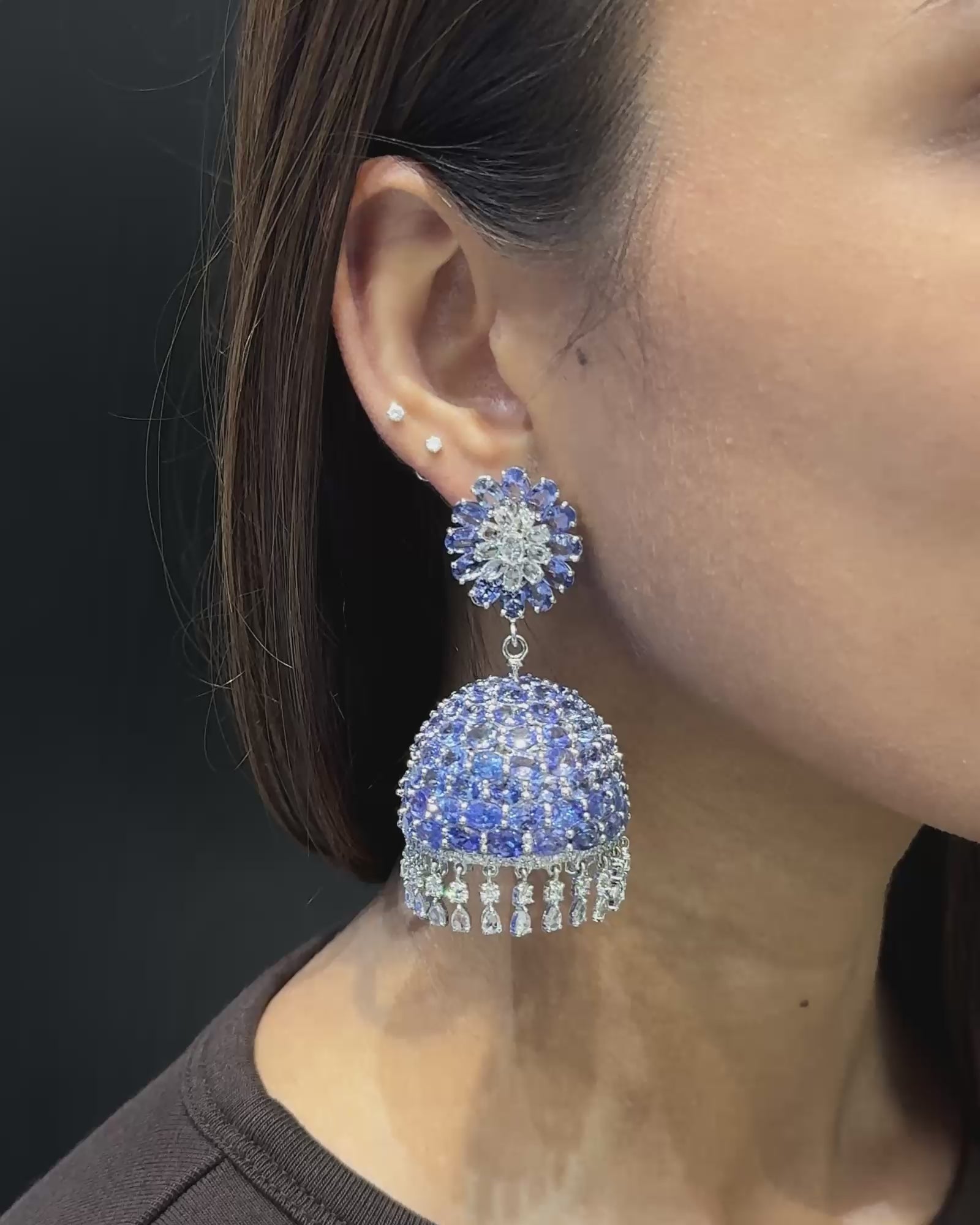 Tanzanite Swirl Jhumkas