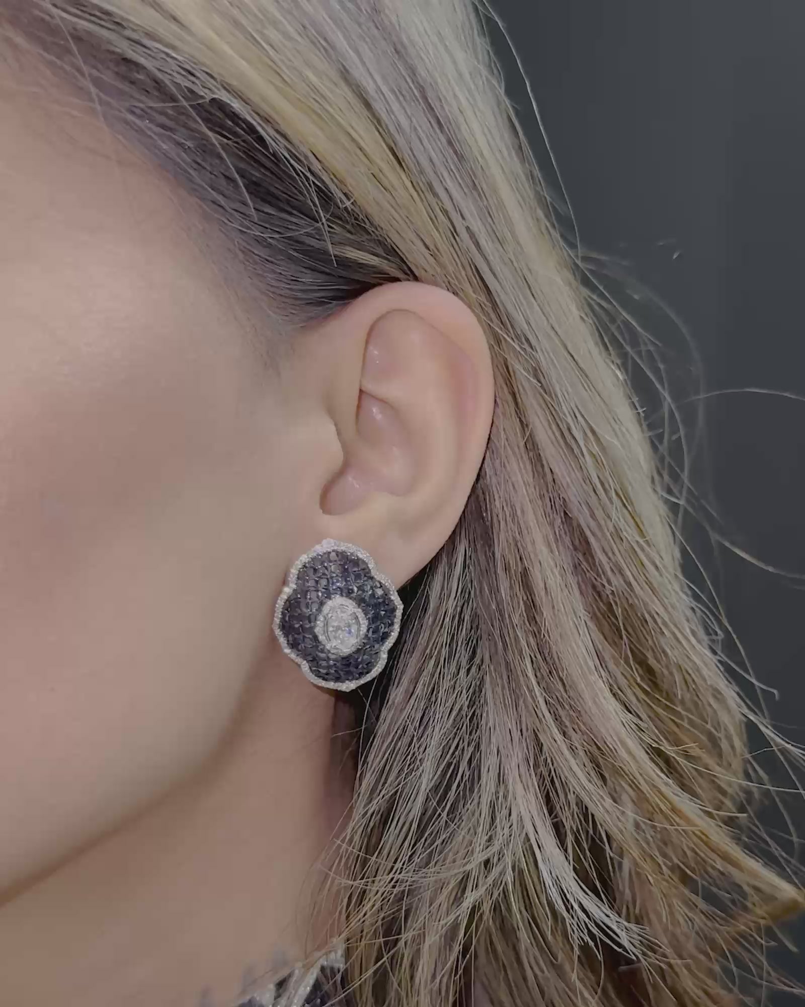 Blue Fleur Studs