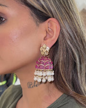 Ruby Swirl Jhumkas